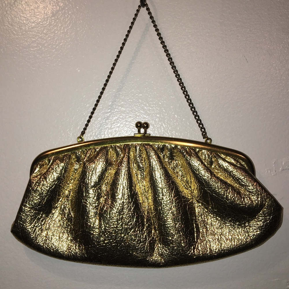 Vintage gold lamé clutch purse